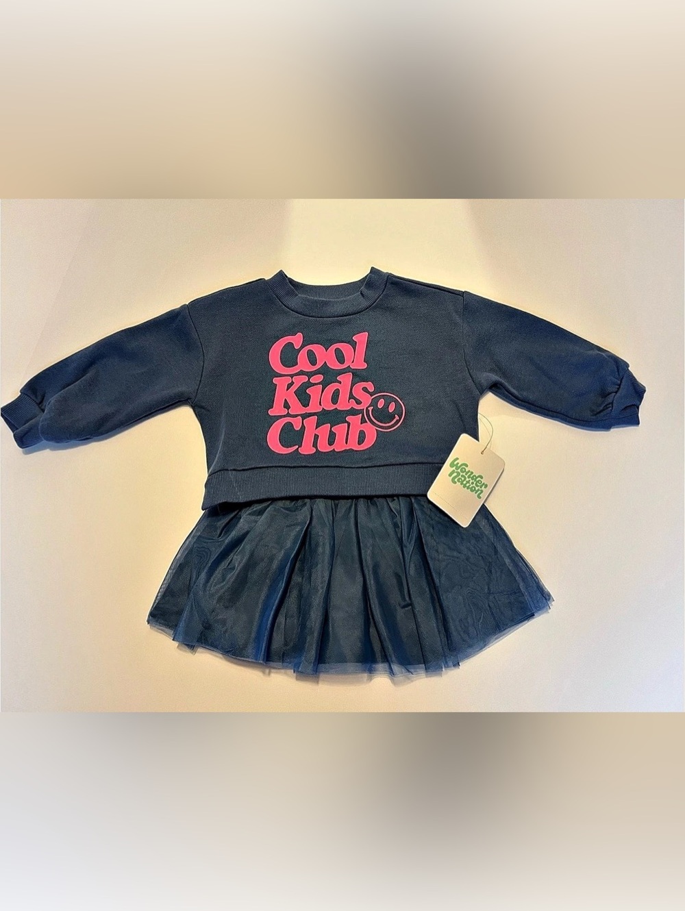 Wonder Nation Kids Club dress Baby 12M Blue & Pink NWT
